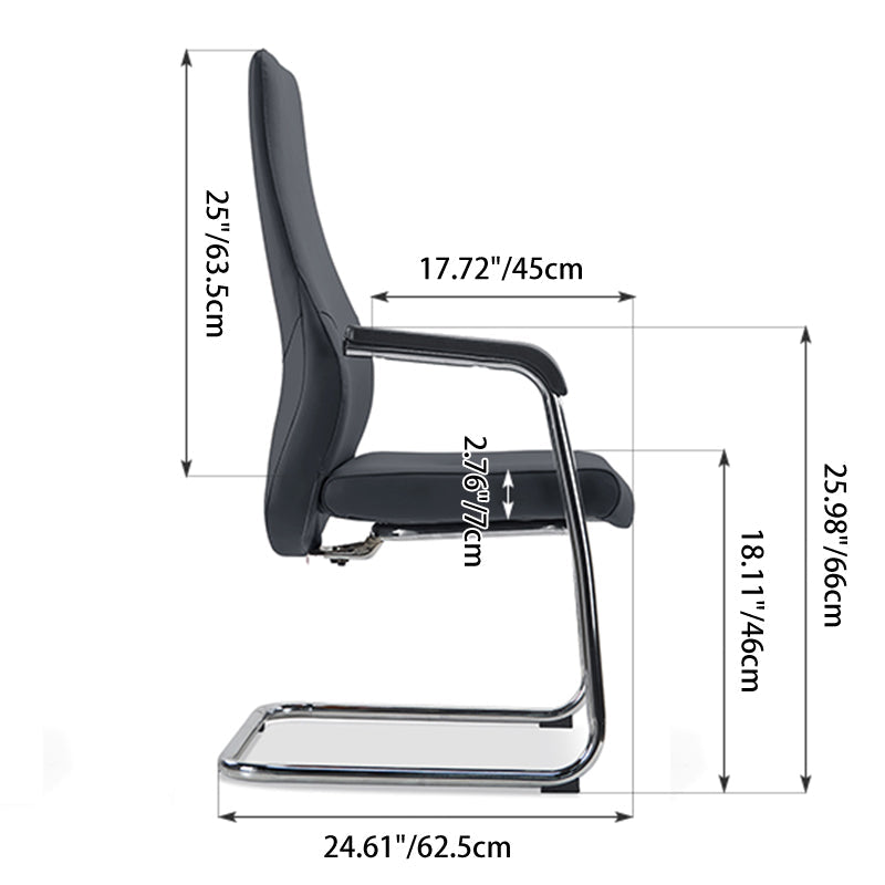 Modern Luxury Executive PU Leather Office Chair With Chrome Sled Base - Ergonomic Support Desk Chair For Home Office