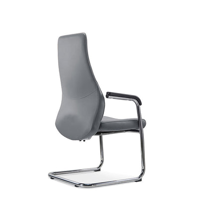 Modern Luxury Executive PU Leather Office Chair With Chrome Sled Base - Ergonomic Support Desk Chair For Home Office