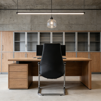 Modern Luxury Executive PU Leather Office Chair With Chrome Sled Base - Ergonomic Support Desk Chair For Home Office