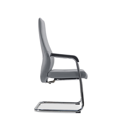 Modern Luxury Executive PU Leather Office Chair With Chrome Sled Base - Ergonomic Support Desk Chair For Home Office