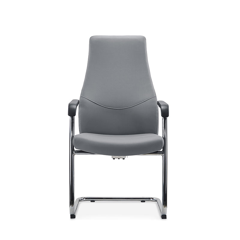 Modern Luxury Executive PU Leather Office Chair With Chrome Sled Base - Ergonomic Support Desk Chair For Home Office
