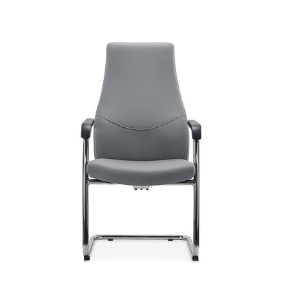 Modern Luxury Executive PU Leather Office Chair With Chrome Sled Base - Ergonomic Support Desk Chair For Home Office