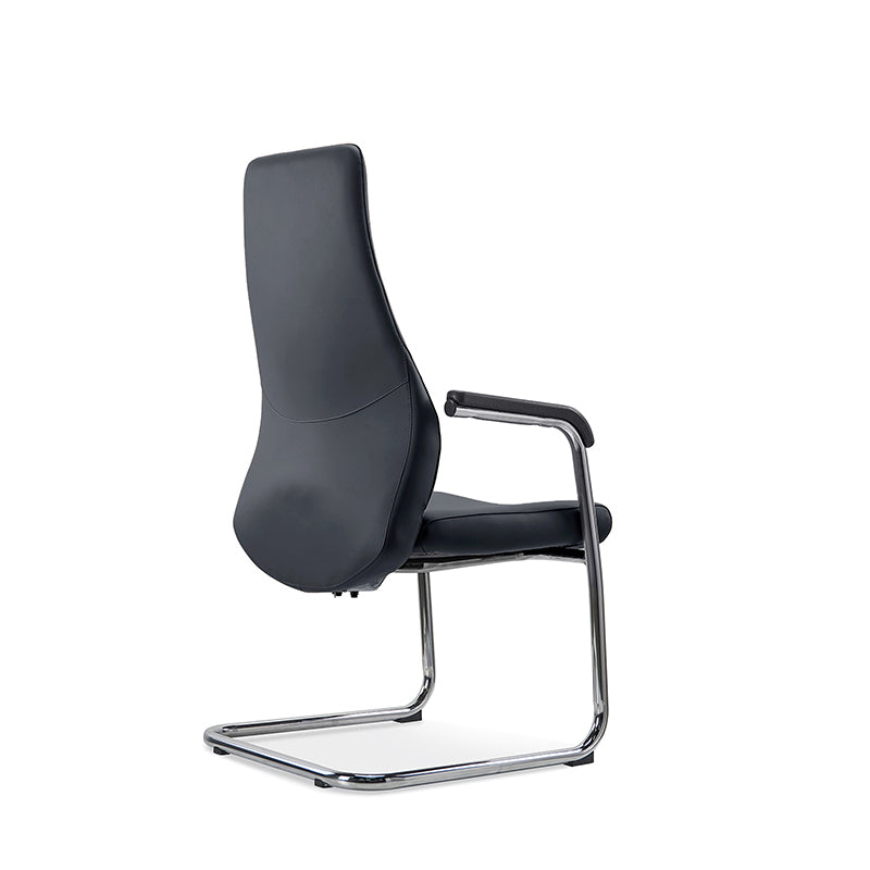 Modern Luxury Executive PU Leather Office Chair With Chrome Sled Base - Ergonomic Support Desk Chair For Home Office