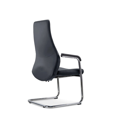 Modern Luxury Executive PU Leather Office Chair With Chrome Sled Base - Ergonomic Support Desk Chair For Home Office