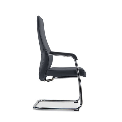 Modern Luxury Executive PU Leather Office Chair With Chrome Sled Base - Ergonomic Support Desk Chair For Home Office