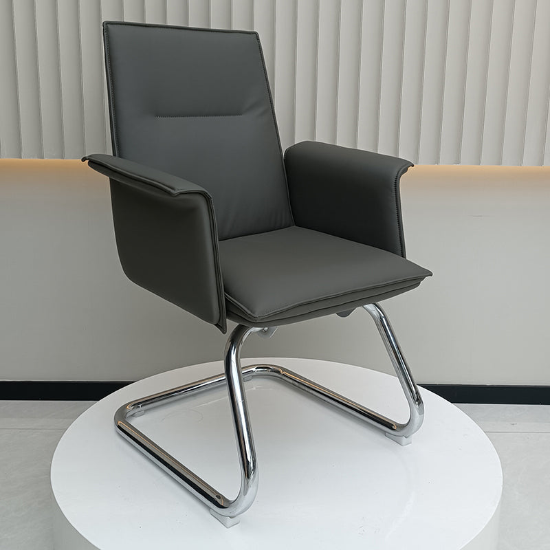 Modern Corporate Reception Desk Chair With Molded Wood Core - Luxury Executive Office Chair With Chrome Arch Frame For Home Office