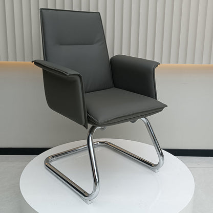 Modern Corporate Reception Desk Chair With Molded Wood Core - Luxury Executive Office Chair With Chrome Arch Frame For Home Office