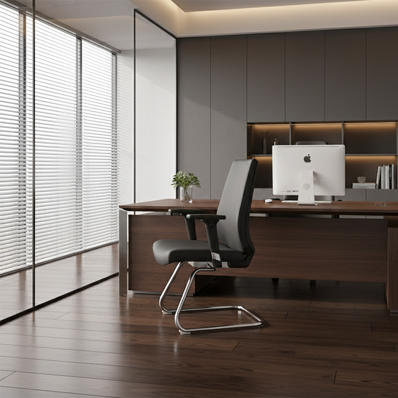 Modern Corporate Executive Desk Chair With 3D Multi-Directional Armrests & PU Leather - High-End Office Reception Chair For Home Office