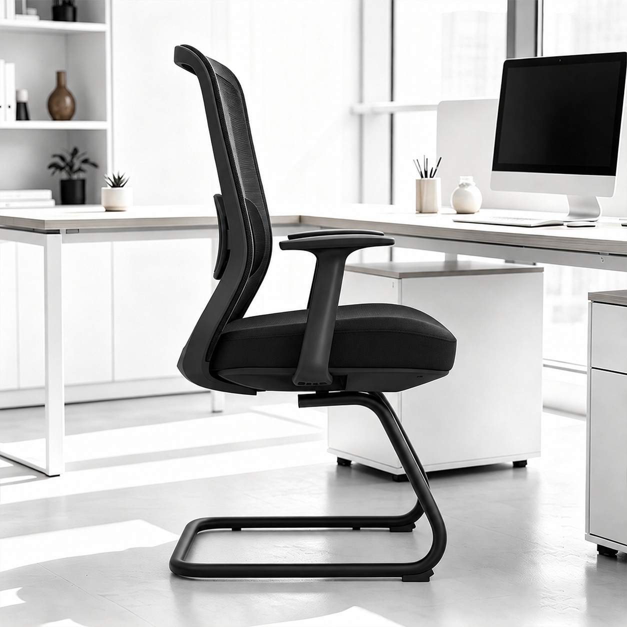 Modern Luxury Executive Desk Chair With Adjustable Lumbar Support - Breathable Mesh & Durable Black Frame Office Chair For Home Office