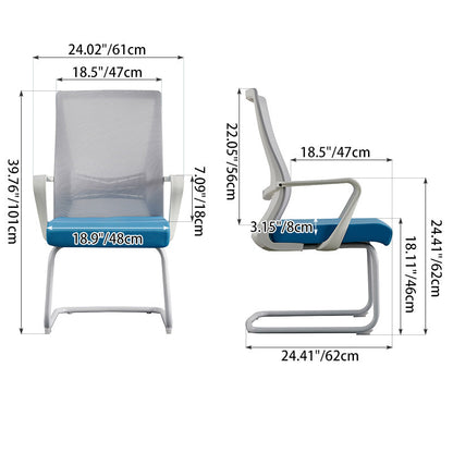 Modern High Back Executive Mesh Chair With Ergonomic Support - Blue Seat Cushion White Frame Desk Chair For Home Office