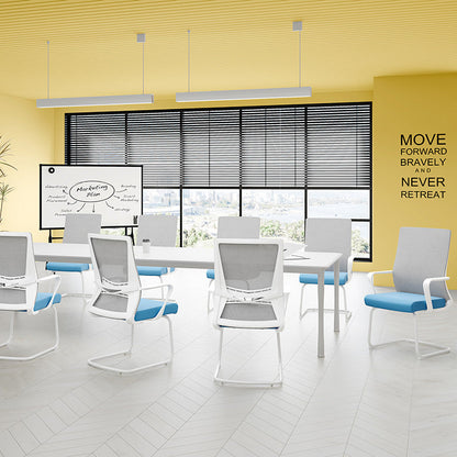 Modern High Back Executive Mesh Chair With Ergonomic Support - Blue Seat Cushion White Frame Desk Chair For Home Office