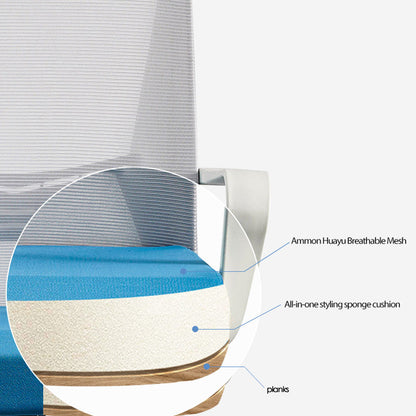 Modern High Back Executive Mesh Chair With Ergonomic Support - Blue Seat Cushion White Frame Desk Chair For Home Office