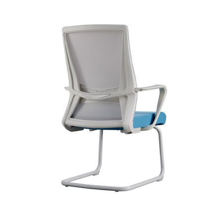 Modern High Back Executive Mesh Chair With Ergonomic Support - Blue Seat Cushion White Frame Desk Chair For Home Office