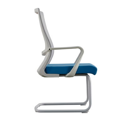 Modern High Back Executive Mesh Chair With Ergonomic Support - Blue Seat Cushion White Frame Desk Chair For Home Office