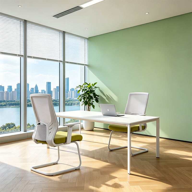 Modern Executive Breathable Mesh Office Chair With White Cantilever Frame - Ergonomic Support Desk Chair For Home Office