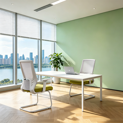 Modern Executive Breathable Mesh Office Chair With White Cantilever Frame - Ergonomic Support Desk Chair For Home Office