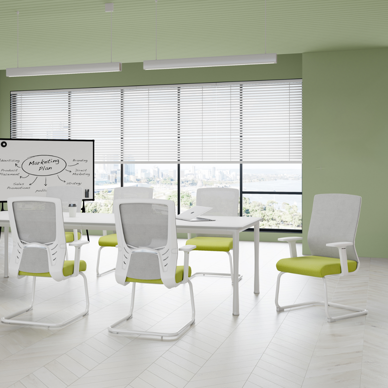 Modern Executive Breathable Mesh Office Chair With White Cantilever Frame - Ergonomic Support Desk Chair For Home Office