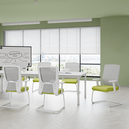 Modern Executive Breathable Mesh Office Chair With White Cantilever Frame - Ergonomic Support Desk Chair For Home Office
