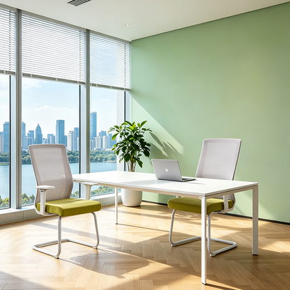 Modern Executive Breathable Mesh Office Chair With White Cantilever Frame - Ergonomic Support Desk Chair For Home Office
