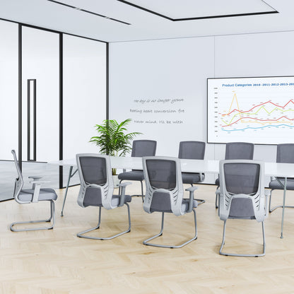 Modern Gray Ergonomic Mesh Conference Desk Chair - Gray Frame & Breathable Seat Office Chair For Home Office