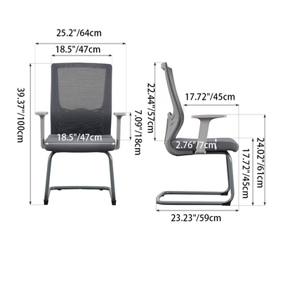 Modern Gray Ergonomic Mesh Conference Desk Chair - Gray Frame & Breathable Seat Office Chair For Home Office