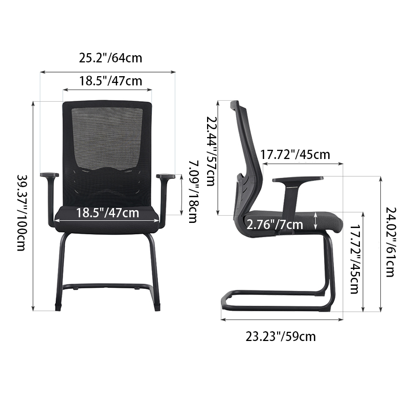 Modern Black Breathable Mesh Conference Desk Chair - Black Frame & Breathable Seat Office Chair For Home Office