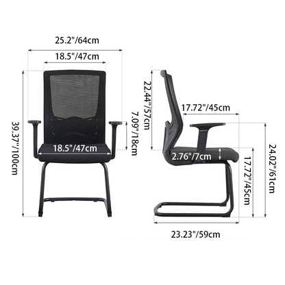 Modern Black Breathable Mesh Conference Desk Chair - Black Frame & Breathable Seat Office Chair For Home Office