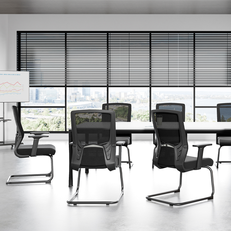Modern Black Breathable Mesh Conference Desk Chair - Black Frame & Breathable Seat Office Chair For Home Office