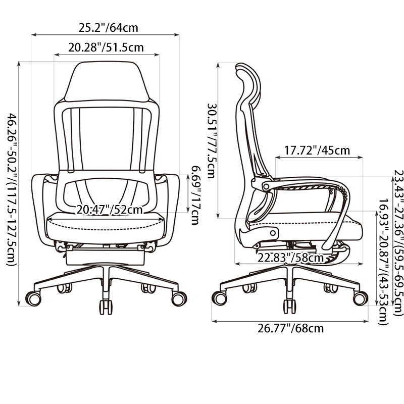 Modern Executive Ergonomic Office Chair With Footrest - High Back Mesh Desk Chair With 150° Recline For Home Office