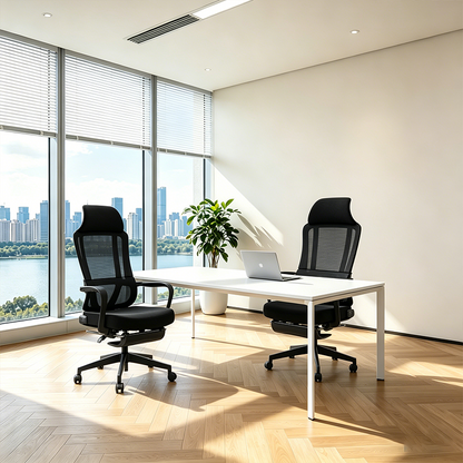Modern Executive Ergonomic Office Chair With Footrest - High Back Mesh Desk Chair With 150° Recline For Home Office