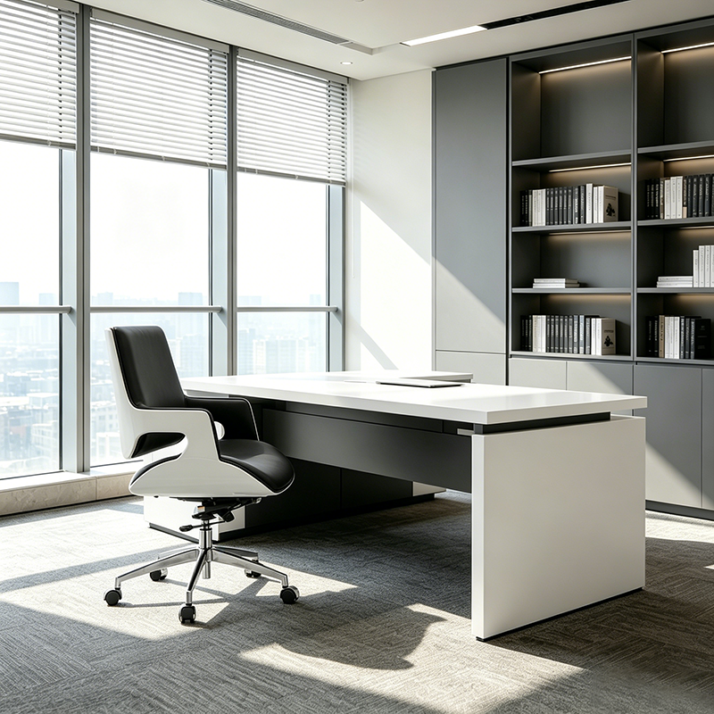 Modern Mid Back Office Chair With Aluminum Base - Swivel Desk Chair With Ergonomic Cushion & SGS Gas Lift For Home Office