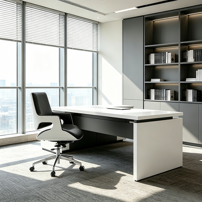 Modern Mid Back Office Chair With Aluminum Base - Swivel Desk Chair With Ergonomic Cushion & SGS Gas Lift For Home Office