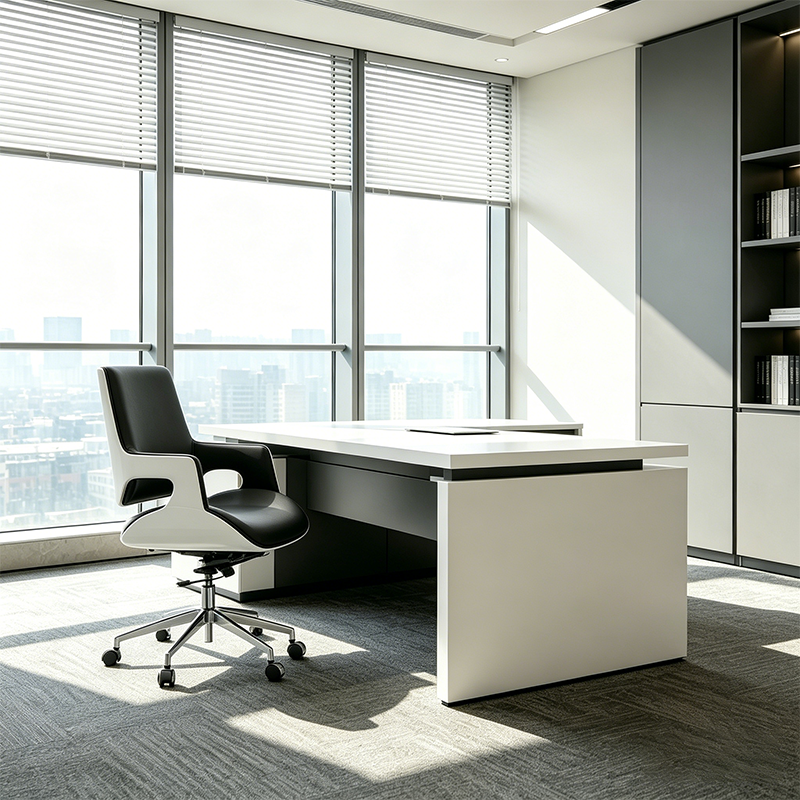 Modern Mid Back Office Chair With Aluminum Base - Swivel Desk Chair With Ergonomic Cushion & SGS Gas Lift For Home Office
