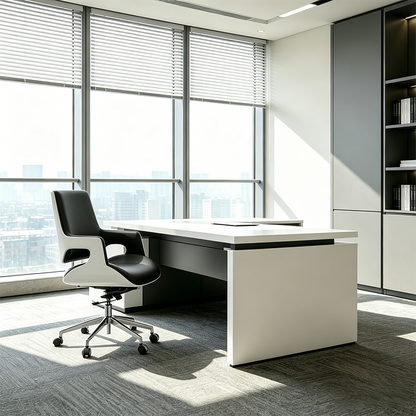 Modern Mid Back Office Chair With Aluminum Base - Swivel Desk Chair With Ergonomic Cushion & SGS Gas Lift For Home Office