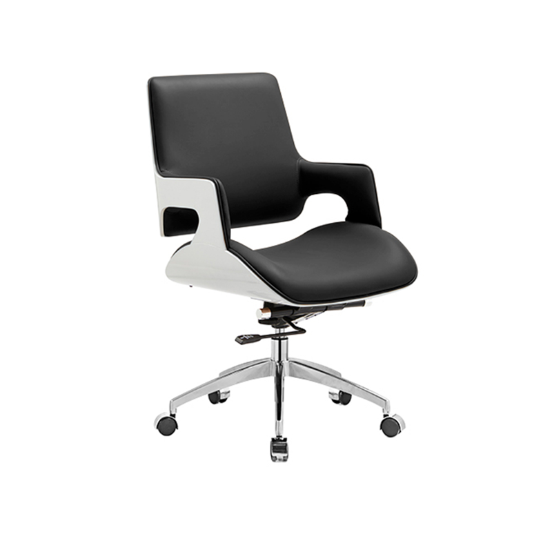 Modern Mid Back Office Chair With Aluminum Base - Swivel Desk Chair With Ergonomic Cushion & SGS Gas Lift For Home Office
