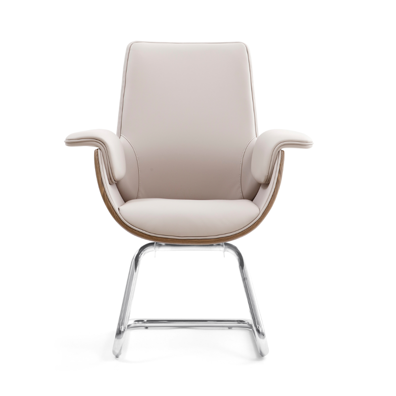 Modern Luxury Ergonomic Office Visitor Chair - Faux Leather Desk Chair With Chrome Cantilever Frame For Home Office