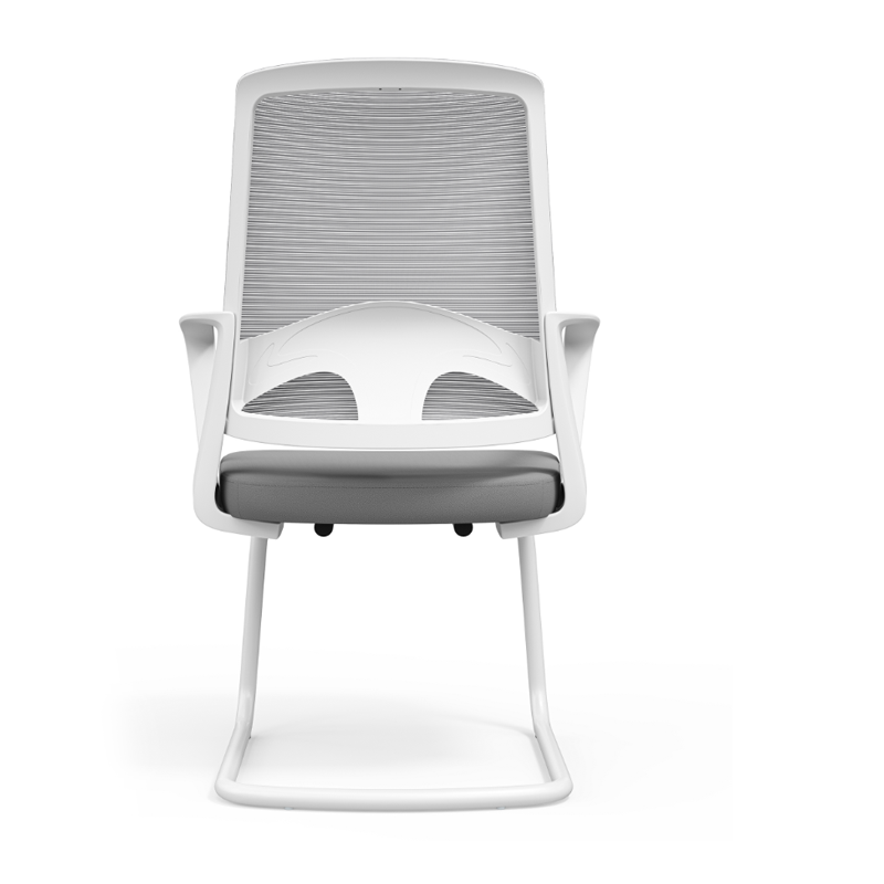 Modern White Mesh Office Chair With Cantilever Steel Frame - Minimalist Ergonomic Support Desk Chair For Home Office