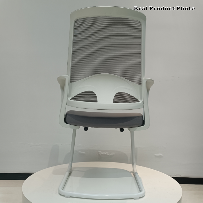 Modern White Mesh Office Chair With Cantilever Steel Frame - Minimalist Ergonomic Support Desk Chair For Home Office