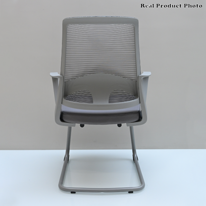 Modern Ergonomic Gray Mesh Office Guest Chair - Durable Steel Cantilever Base Breathable Seat Desk Chair For Home Office