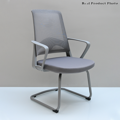 Modern Ergonomic Gray Mesh Office Guest Chair - Durable Steel Cantilever Base Breathable Seat Desk Chair For Home Office