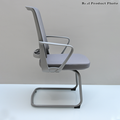 Modern Ergonomic Gray Mesh Office Guest Chair - Durable Steel Cantilever Base Breathable Seat Desk Chair For Home Office