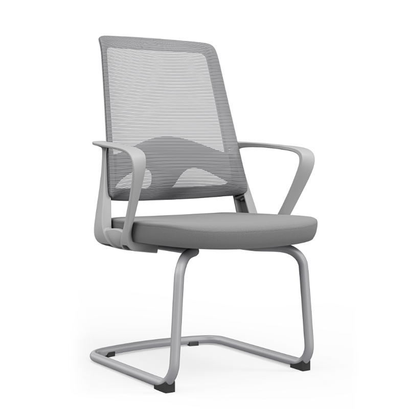Modern Ergonomic Gray Mesh Office Guest Chair - Durable Steel Cantilever Base Breathable Seat Desk Chair For Home Office
