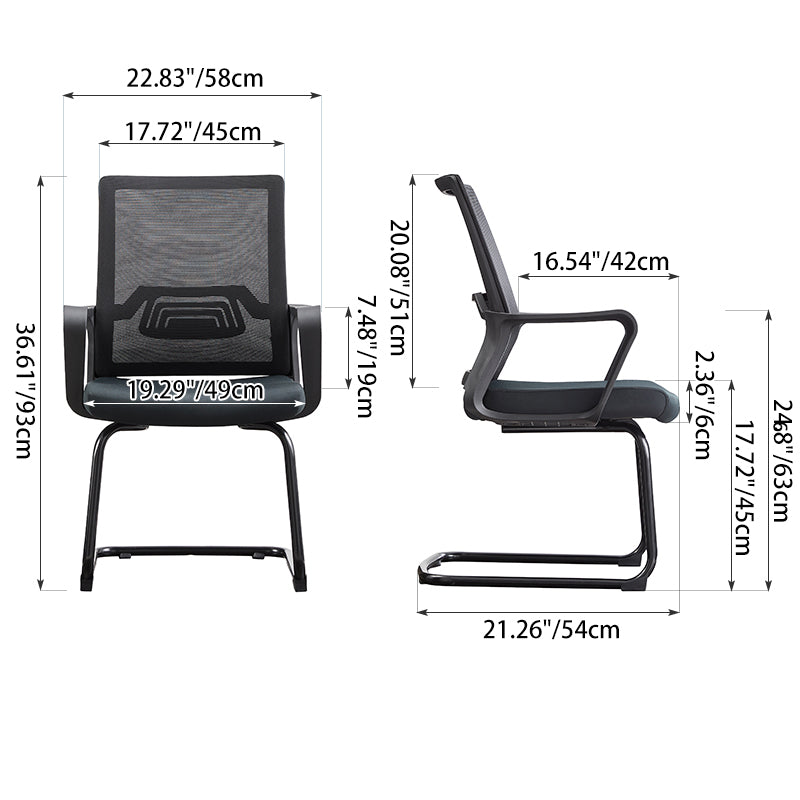 Modern Stylish Black Mesh Office Chair With Integrated Armrest - PP Lumbar Support & Steel Cantilever Desk Chair For Home Office