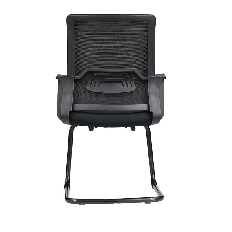 Modern Stylish Black Mesh Office Chair With Integrated Armrest - PP Lumbar Support & Steel Cantilever Desk Chair For Home Office