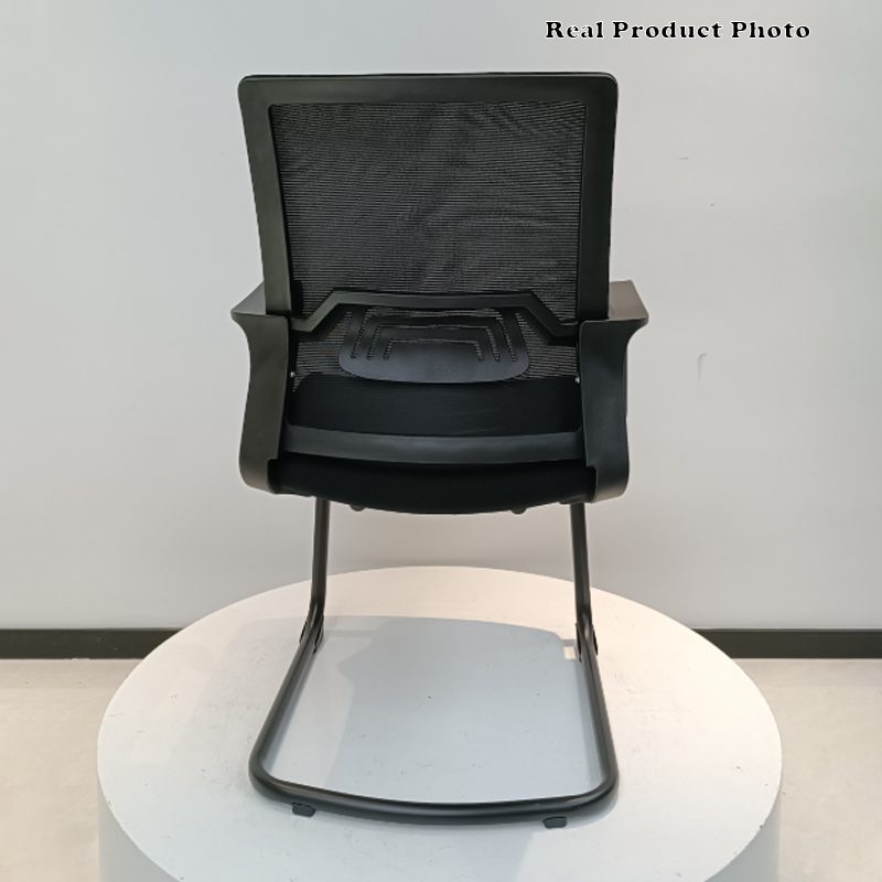 Modern Stylish Black Mesh Office Chair With Integrated Armrest - PP Lumbar Support & Steel Cantilever Desk Chair For Home Office