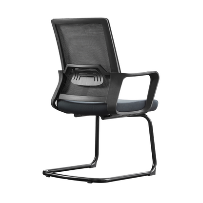 Modern Stylish Black Mesh Office Chair With Integrated Armrest - PP Lumbar Support & Steel Cantilever Desk Chair For Home Office