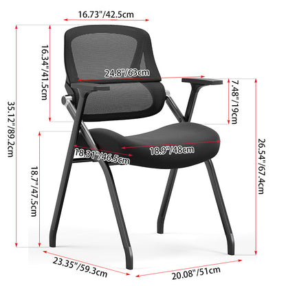 Modern Folding Training Chair With Mesh Back & Flip-Up Seat - Space Saving Desk Chair For Home Office