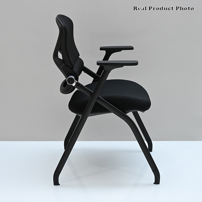 Modern Folding Training Chair With Mesh Back & Flip-Up Seat - Space Saving Desk Chair For Home Office