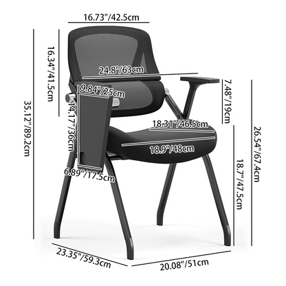 Modern Mesh Training Chair With Foldable Seat & Tablet Arm - Multi-Function Conference Desk Chair For Home Office