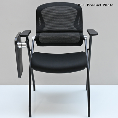 Modern Mesh Training Chair With Foldable Seat & Tablet Arm - Multi-Function Conference Desk Chair For Home Office